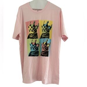 Lotus Fashion LA Pink "Kittens with Crowns" Pop Art Graphic Tee - Size L